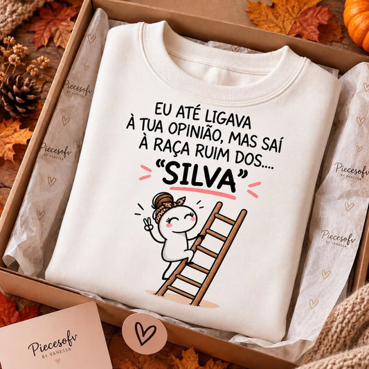 Sweatshirt Eu até ligava à tua opiniao mas sao à raça ruim dos Silva