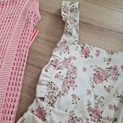 Macacao floral com folhos 4 cores