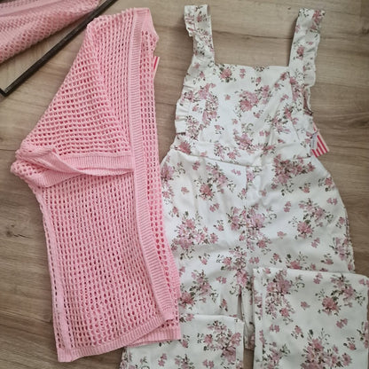 Macacao floral com folhos 4 cores