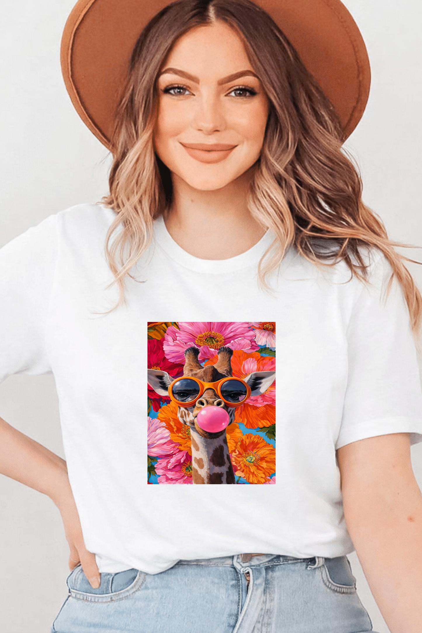T-shirt personalizada Girafa Floral Colorida