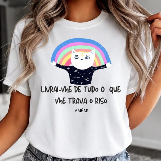 T-shirt personalizada Livrai-me de tudo o que trava o riso