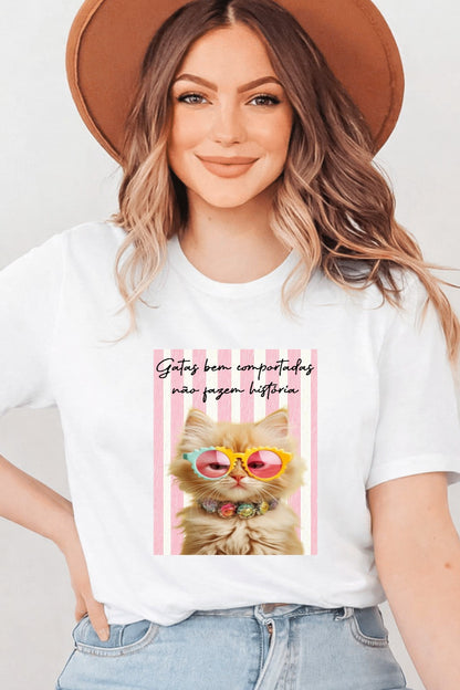 T-shirt personalizada Gatas bem comportadas Rosa