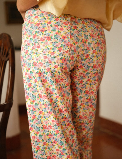 Jeans wide leg florais