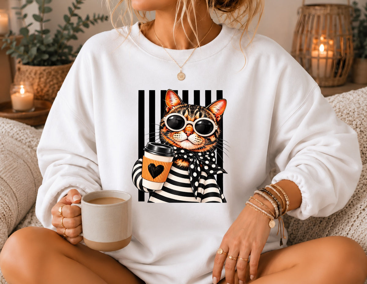 Sweatshirt Cat Coffee Lover