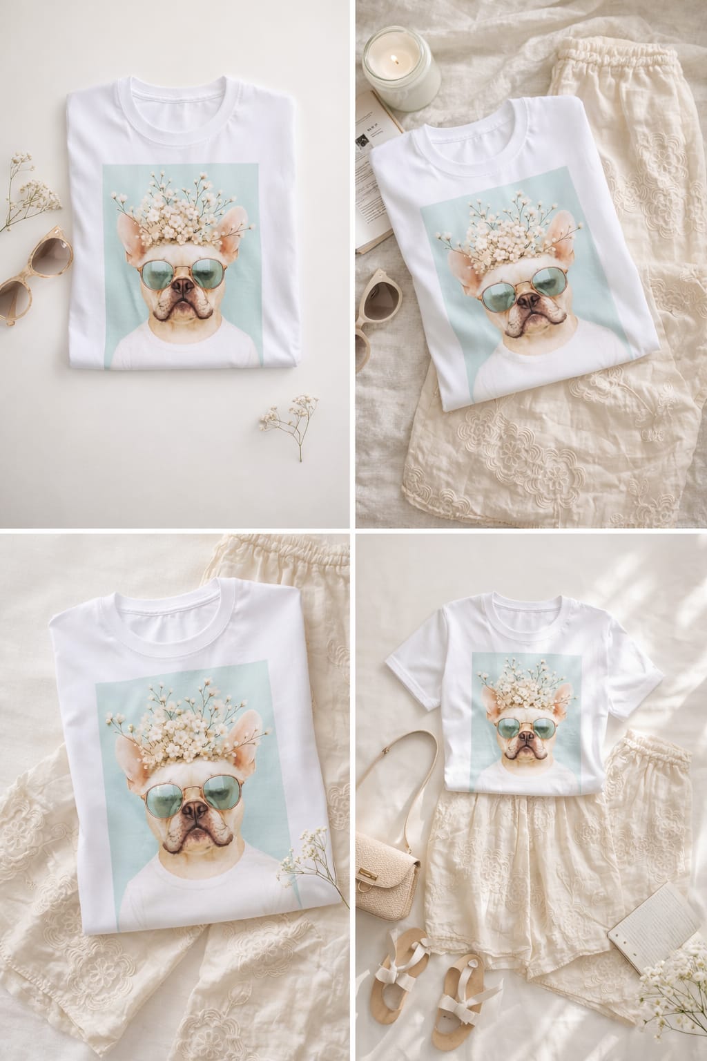 T-shirt personalizada Bulldog Frânces Pipoca