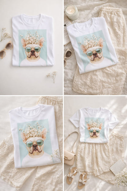 T-shirt personalizada Bulldog Frânces Pipoca