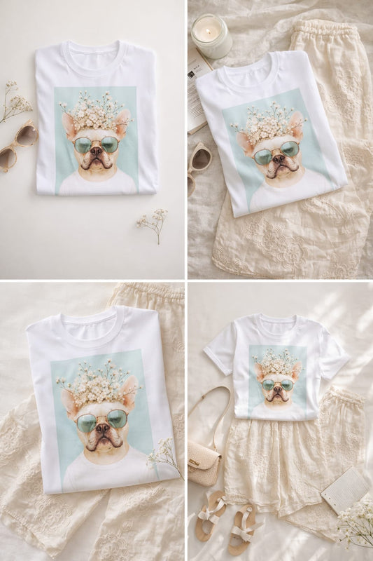 T-shirt personalizada Bulldog Frânces Pipoca
