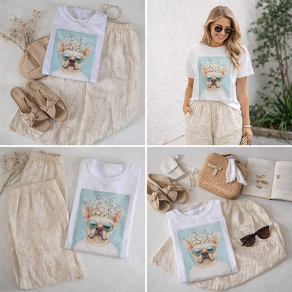 T-shirt personalizada Bulldog Frânces Pipoca
