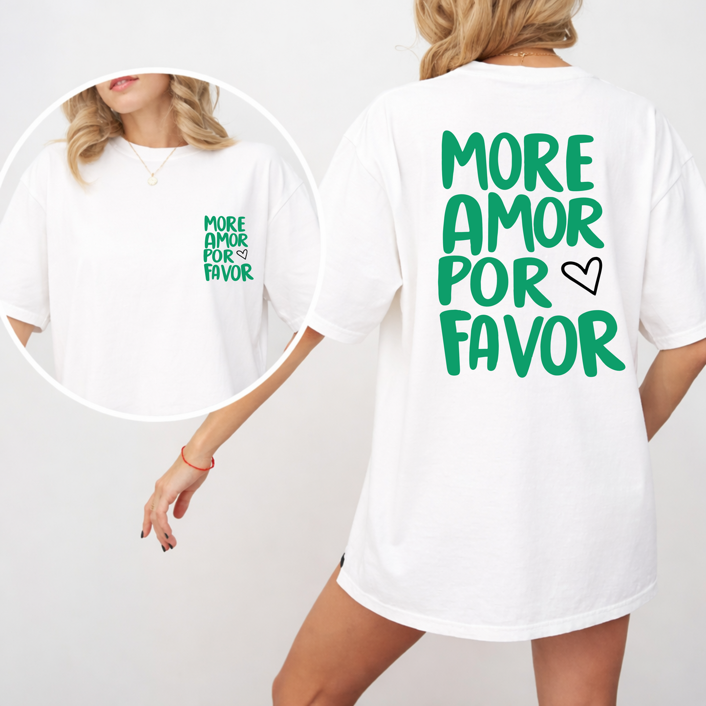 T-shirt personalizada more amor por favor verde
