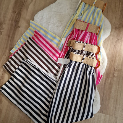 Pantalona riscas com cinto incluido
