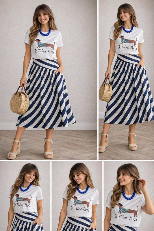 Saia  Riscas Azul & Branco